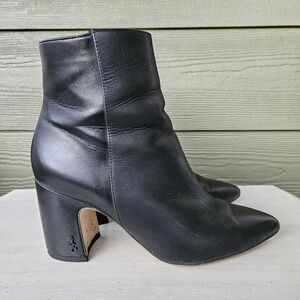 Sam Edelman Hilty Fawn Black Leather High Heeled Boots Ankle Booties Sexy 6.5 M